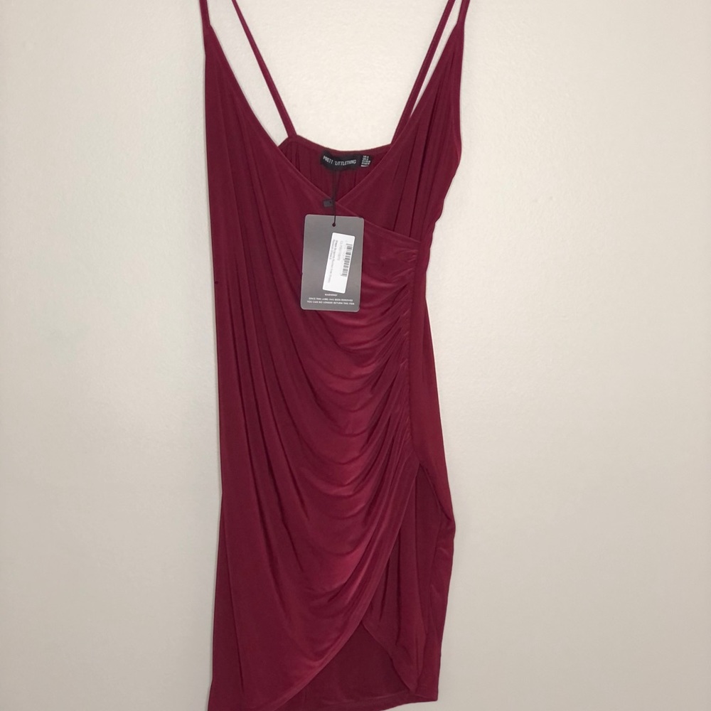 Women’s plum wrapped mini dress